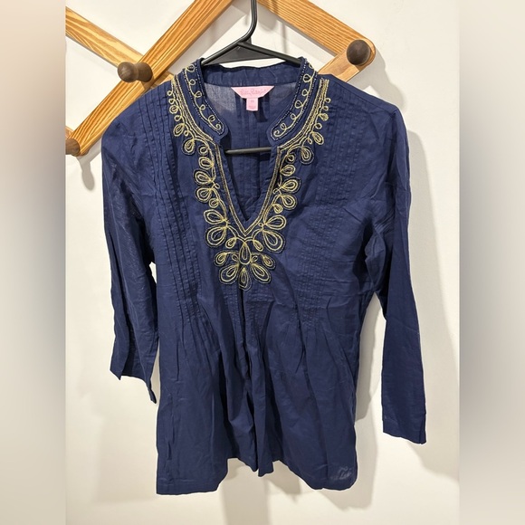 Lilly Pulitzer Navy Beaded Tunic - Picture 2 of 7
